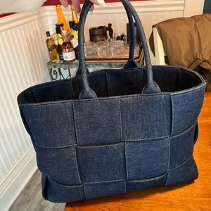 Bottega Veneta Intrecciato Denim Arco Tote